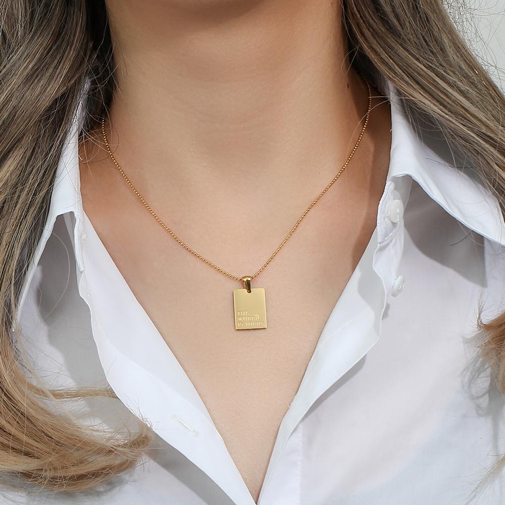 Vintage Silberfarben Graviert Länglich Paar Anhänger Perlenkette Damen Halskette Edelstahl Schmuck Halskette Für Männer