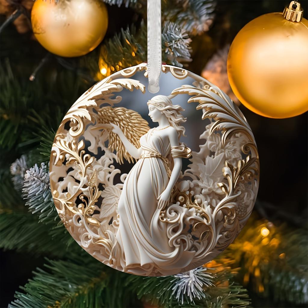 Acrylic Angel Hanging Decoration European Embossed Style Christmas Tree Hanging Car Interior Decoration Christmas Decoration