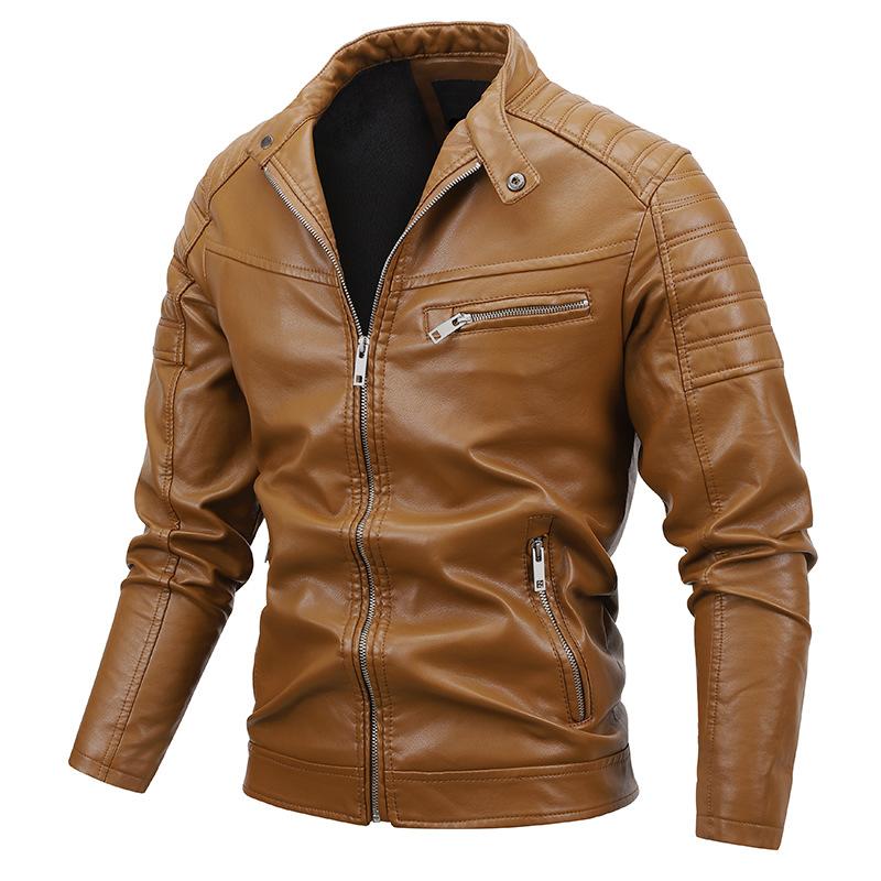 Men Fashion Pu Leather Jacket Plus Velvet Warm Winter Outfit Hombre
