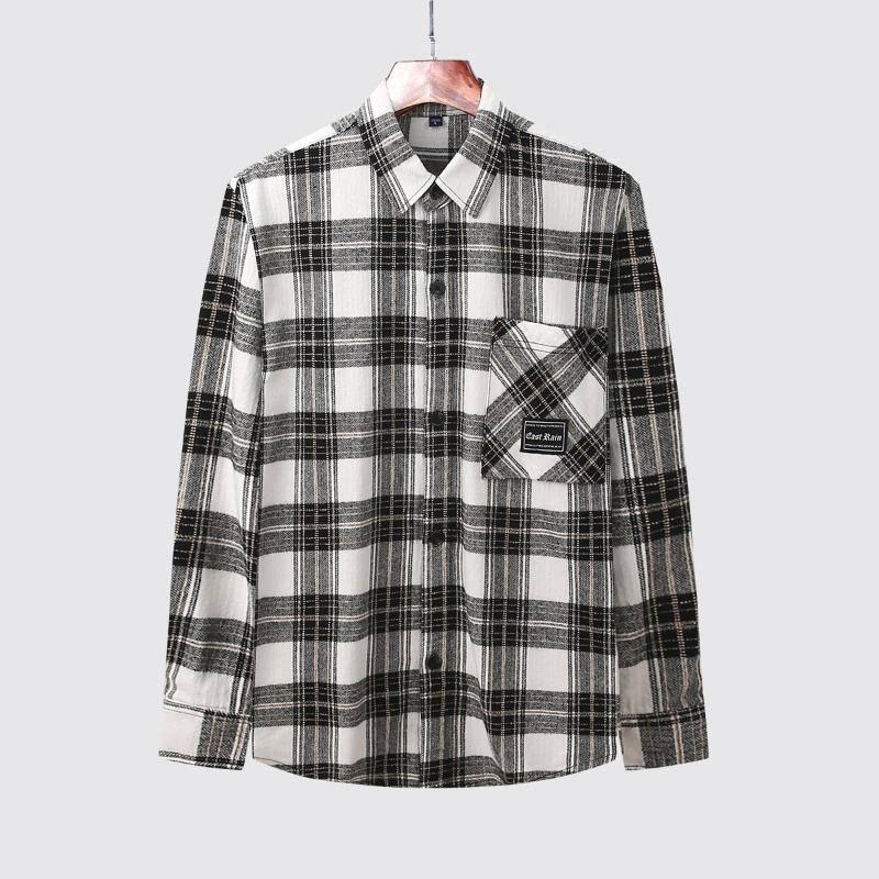 Men's Plaid Long Sleeve Button Down Shirt Pocket Casual Shirt Jacket.