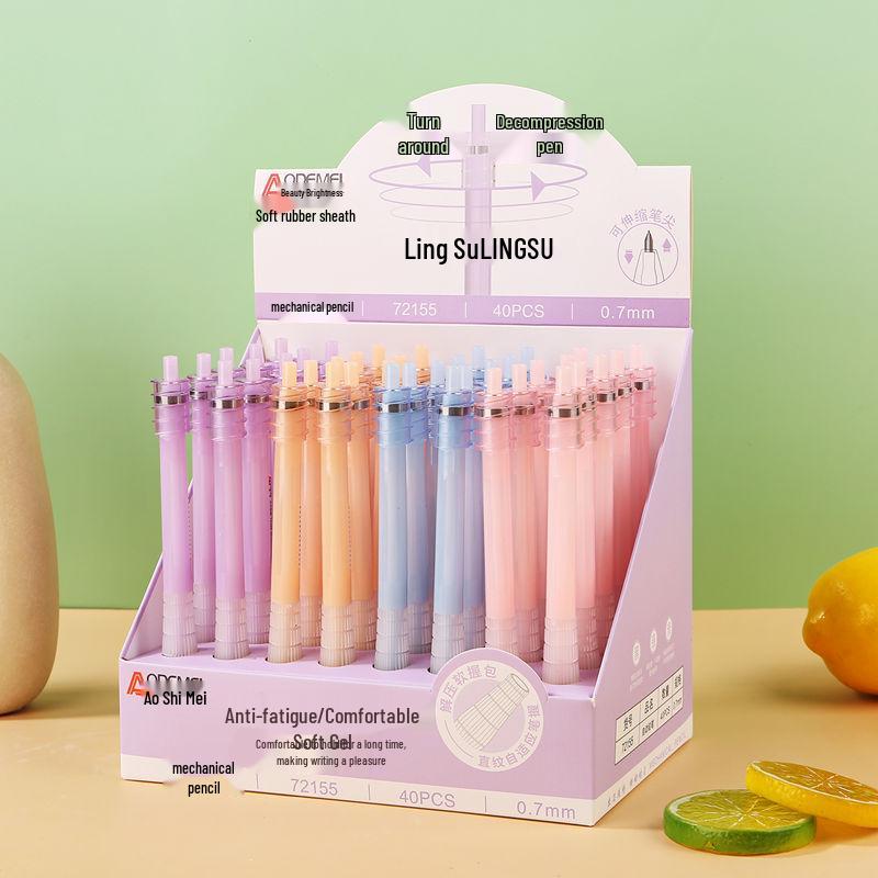 

40-Piece Rotatable Decompression Mechanical Pencil Set with Soft Rubber Grip Mechanical Pencil 0.5mm