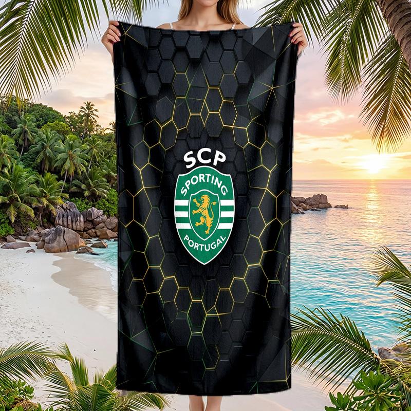 Asciugamano da Spiaggia Sporting CP FC Stampa Asciugatura Rapida Microfibra Assorbente Portatile da Viaggio Asciugamano da Nuoto