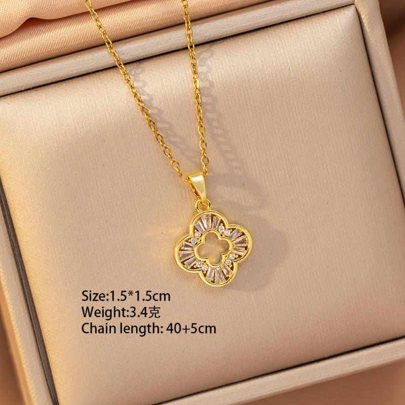 [Titanium Steel] Necklace Women's Copper Micro-inlaid Electroplating Advanced Sense Delicate Clavicle Chain Jewelry