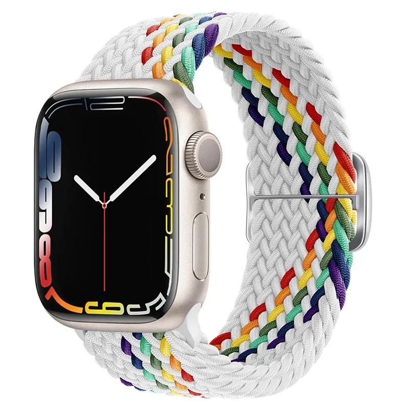 Nylon Strap for Apple Watch Ultra 2 Band 49mm 40mm 44mm 41mm 38 45mm Elastic Braided Loop Bracelet IWatch Series 9 8 7 6 SE 5 4