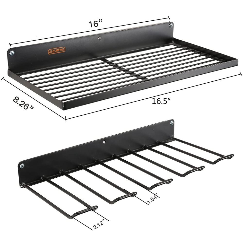 Wrought Iron Wall-Mounted Drill & Screwdriver Rack with Charging Shelf