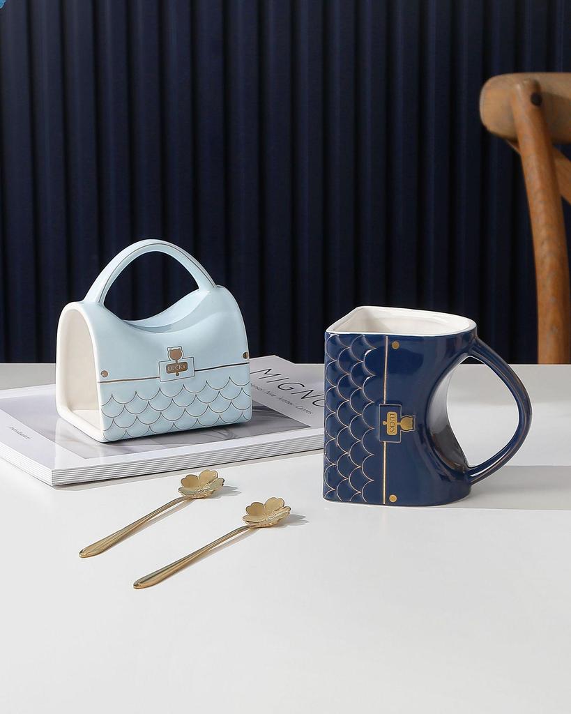 Elegant Ceramic Mug Set: Unique Handbag Design for Office or Home Use