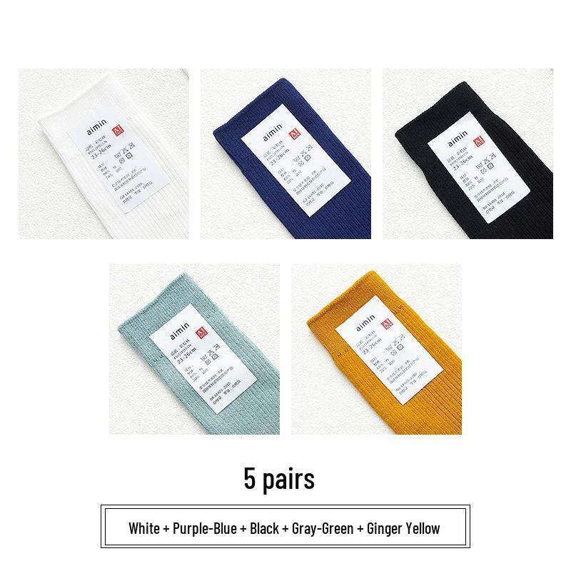 Muji-Style Men's Retro Stripe Mid-Calf Cotton Socks for Spring/Autumn