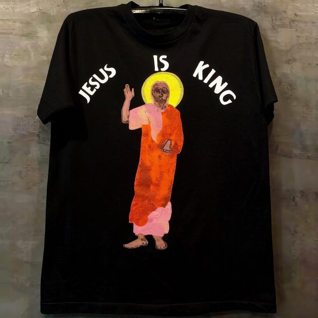 

Канье Уэст Jesus Is King Базовая Белая Футболка Классический Повседневный Принт 2026 Лето Унисекс Женская Уличная Одежда Повседневная Одежда M