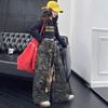 Girls' Retro Camo Waist-Tie Wide Leg Jazz Dance Cargo Pants - 2025 Autumn Fashion