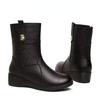 High Quality Shoes Female 2025 New Winter Plush Warm Women's Boots Comfortable Wedge Ladies Mid-calf Boots Botas Altas Mujer