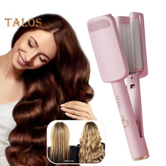 32MM V Shape Curling Iron Ceramic Big French Waves Hair Crimper Styling Tool Anti-Scald Deep Waver Curling Wand for Short And Long Hair