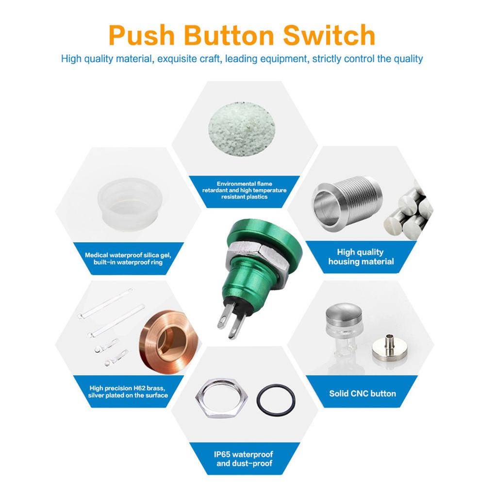 1A 24V 8mm   Waterproof Car Momentary Push Button Power   Zinc Alu um Alloy