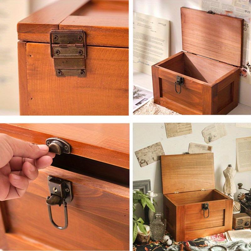 1 cutie de depozitare vintage din lemn de mare capacitate, cu lacăt și cheie, dulap multifuncțional pentru suveniruri și comori, artă, hobby-uri, meșteșuguri, accesorii.
