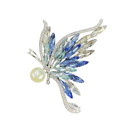 

Butterfly Brooch Sparkling Faux Crystal Imitation Pearl Inlay Alloy Pin Suits Coats Sweaters Scarves Badge Outfit Accessory синий