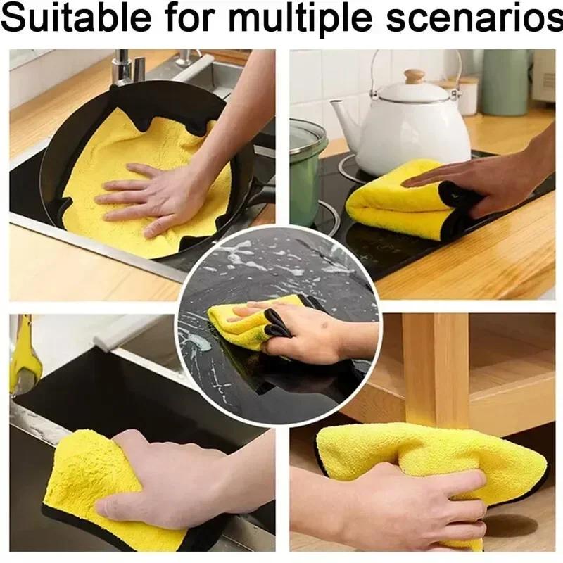 1/10pcs Microfiber Towels Thicken Car Cleaning Towels Soft Drying Cloth Washing Towels Double Layer Clean Rags Car Accessories