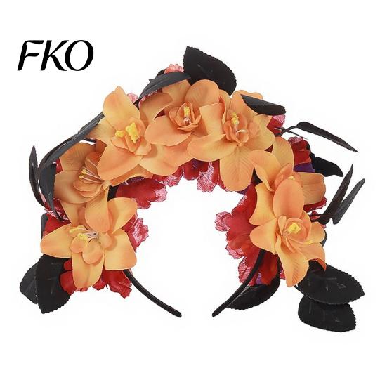 Seasonal Festive Headwear Halloween Floral Headband, Handmade 3D Shape Widened Fit Comfortable Headband Hair Hoop, Non-Slip with Pumpkin Witch