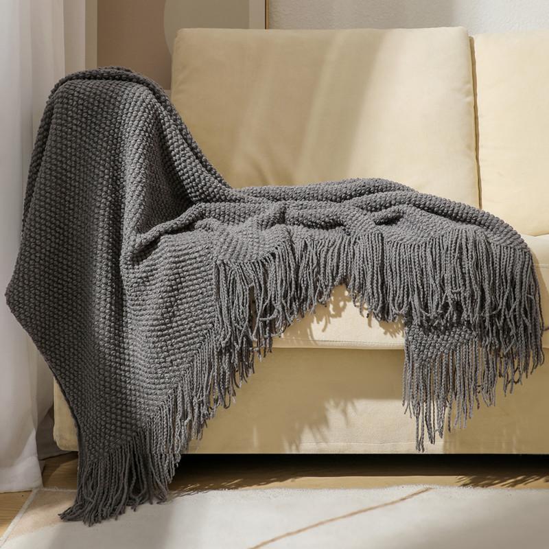Thickened Solid Color Pineapple Plaid Tassels Blanket Sofa Cover Aircraft Blanket Air Conditioning Blanket Dustproof Cover Cloth