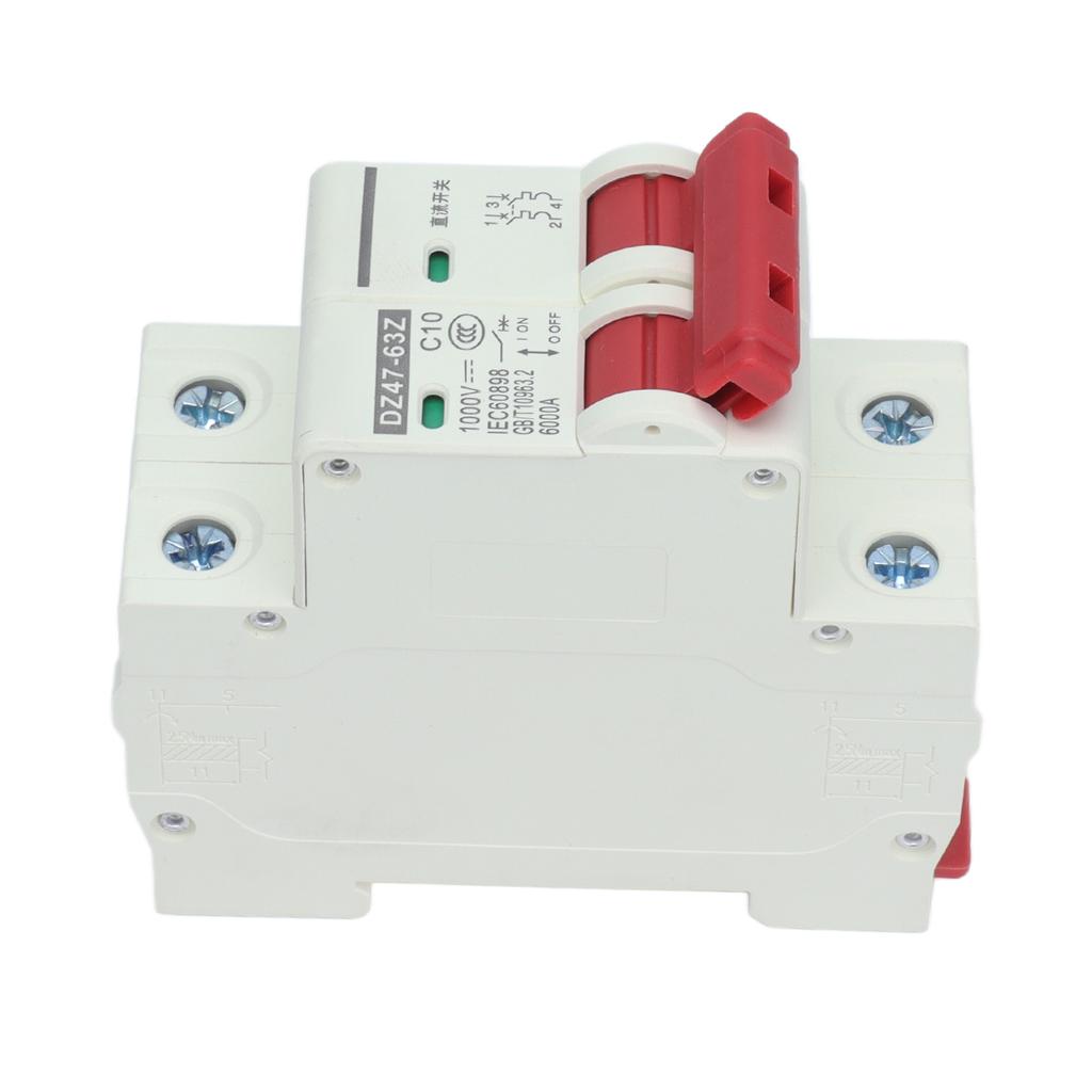DZ47‑63Z Miniature DC Circuit Breaker 2 Polos 1000V 10AMP Insulator for Solar Photovoltaic System DI