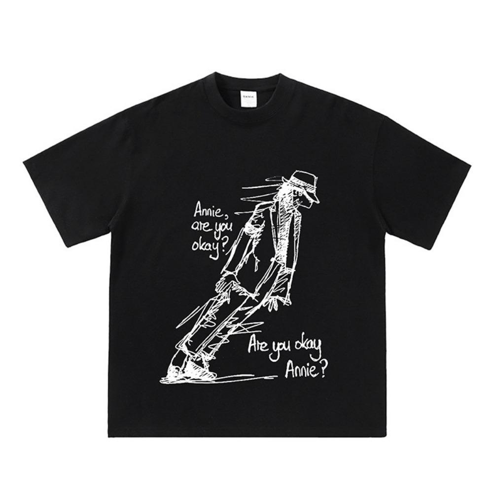 Retro-Print Kurzarm Michael Jackson Herren Damen Sommer T-Shirt Kind Junge Mädchen Oberteil Erwachsene Kinder Eltern-Kind Baumwoll-T-Shirt