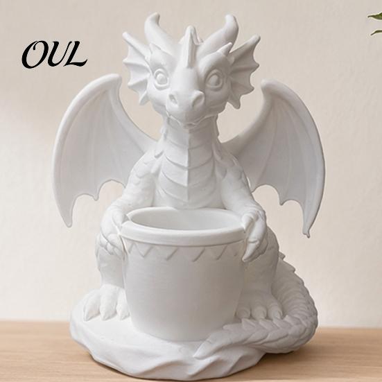 Květináč s integrovanými drenážními otvory, 3D tištěný držák na tužky/štětce ve tvaru draka, Venkovní květináč pro malé zelené rostliny