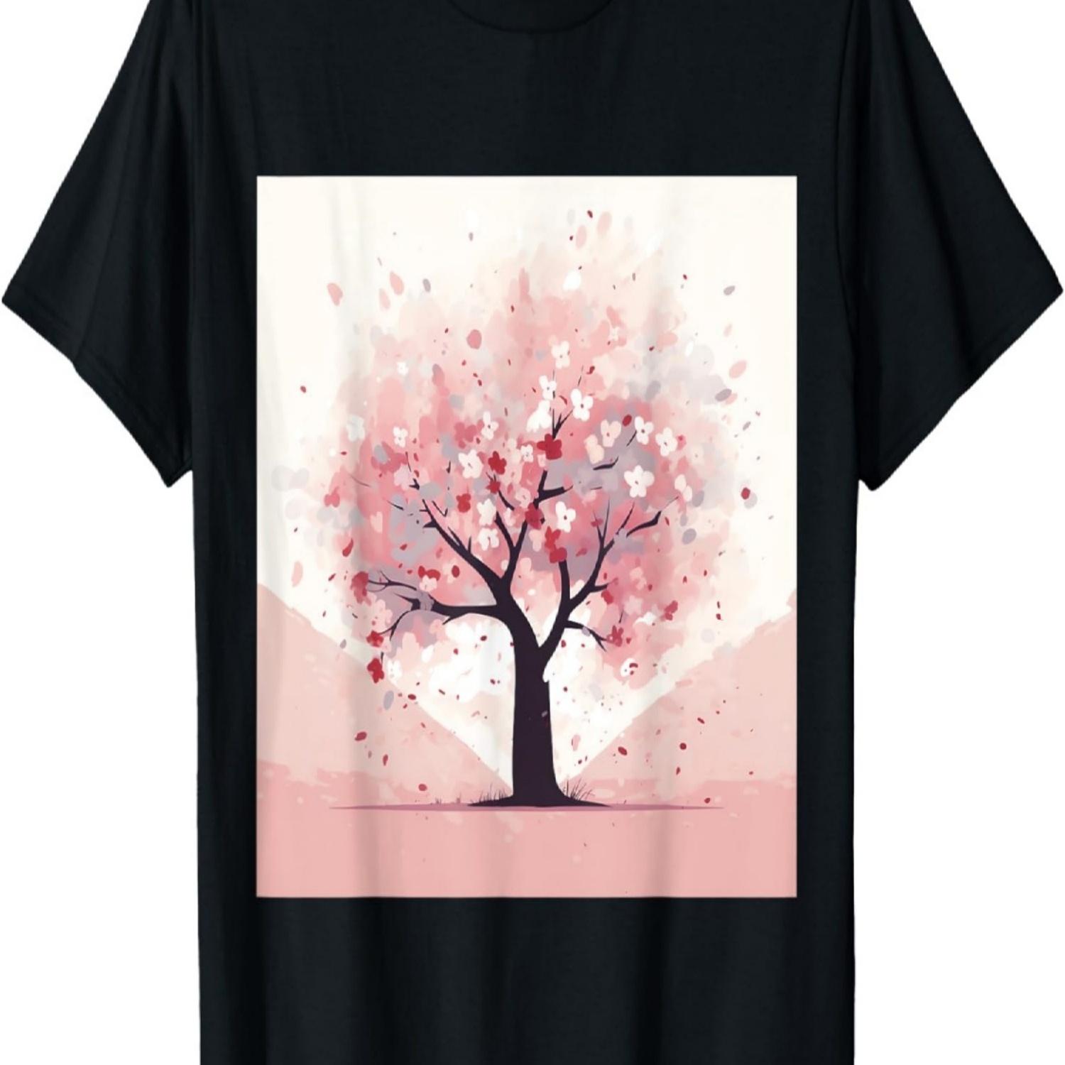 Whispers of Spring Pastel Cherry Blossom Tree Painting T-Shirt S чёрный