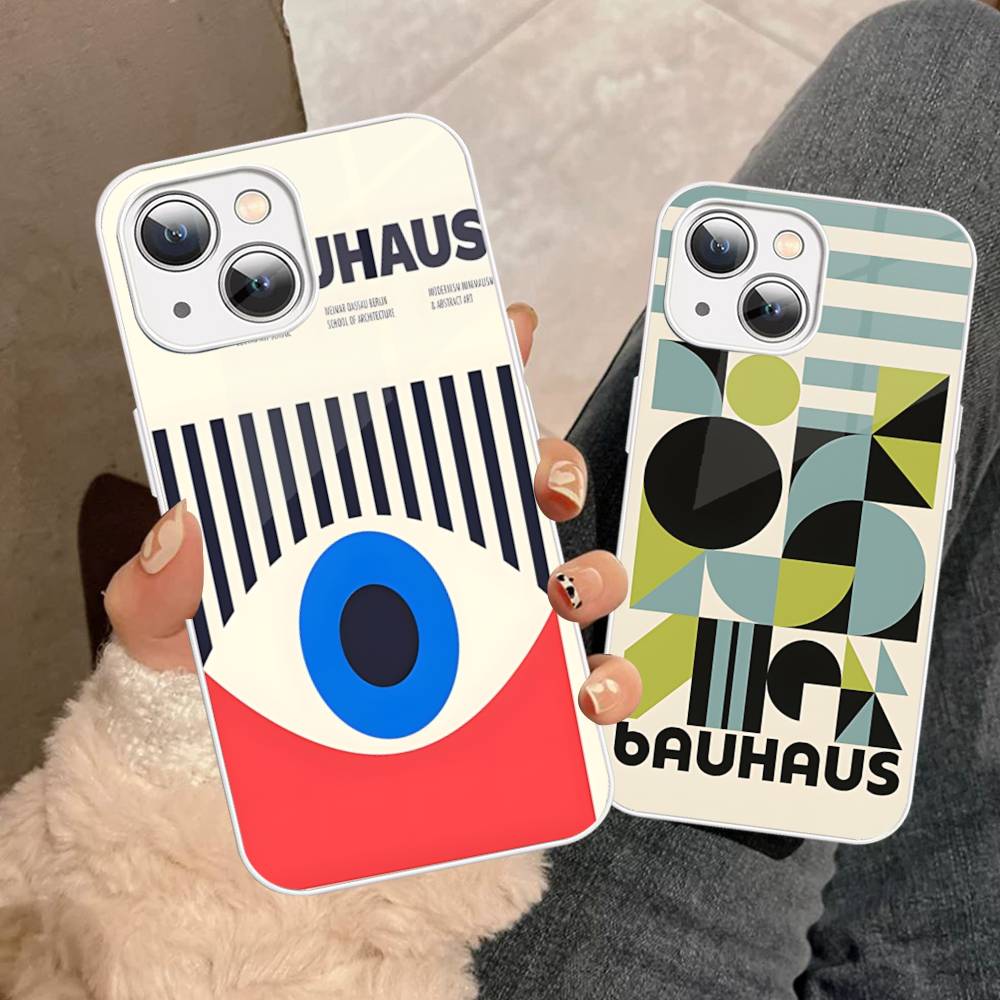 Abstract B-Bauhaus Geometric Art For IPhone 14 13 12 Mini 11 Pro XS Max X XR 14 Plus Tempered Glass Cover