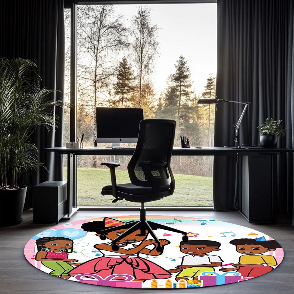Gracie's Corner Printed Round Rug Carpet Chair Rug Area Rug Entryway Doormats,for Office Chair Living Room Bedroom Kitchen Room.
