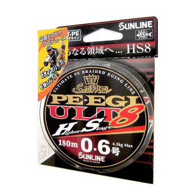 SUNLINE PE Line Saltimate PE Egi ULT HS8 180m 8 Pieces Light Green No. 0.6 4.5kg White, Pink,