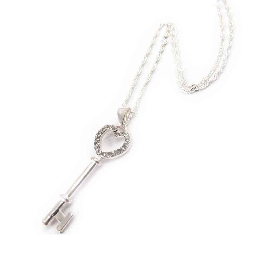 Les Trésors De Lily [J8498] - Designer Silver 'Key of Mysteries' Necklace