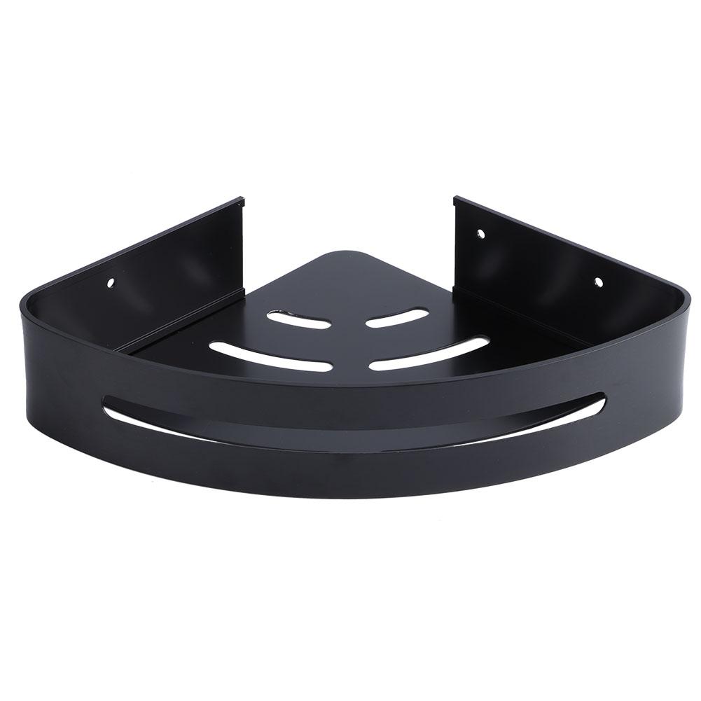 Wall Hanging Space Aluminum Double Layer Storage Rack Corner Shelf for Home Bathroom Black