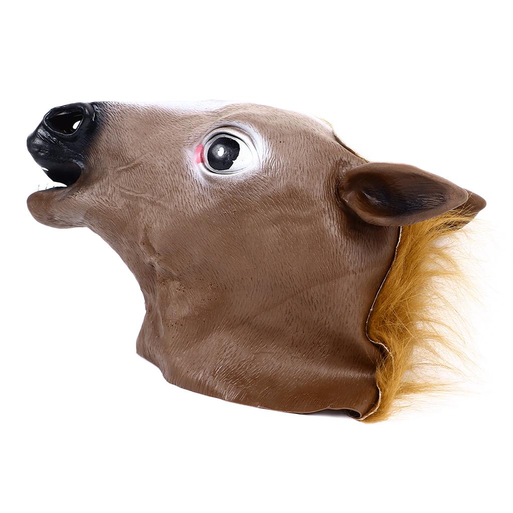 Horse Head Costume Brown Comfortable Durable Lifelike Party Horse Head for Cosplay Halloween