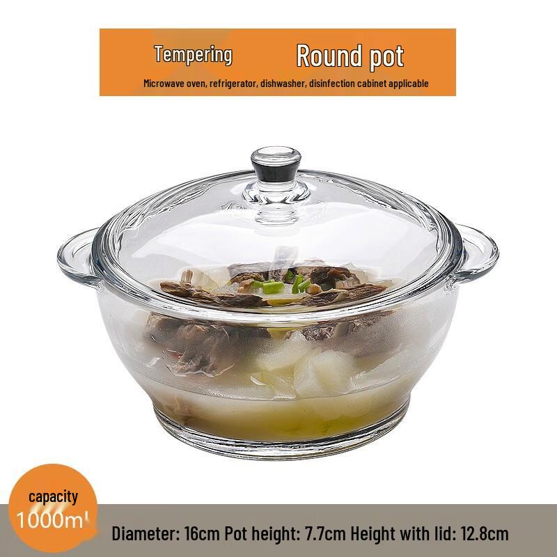 Jun Seventeen DH Heat-Resistant Glass Pot with Lid 1L Tempered Pot