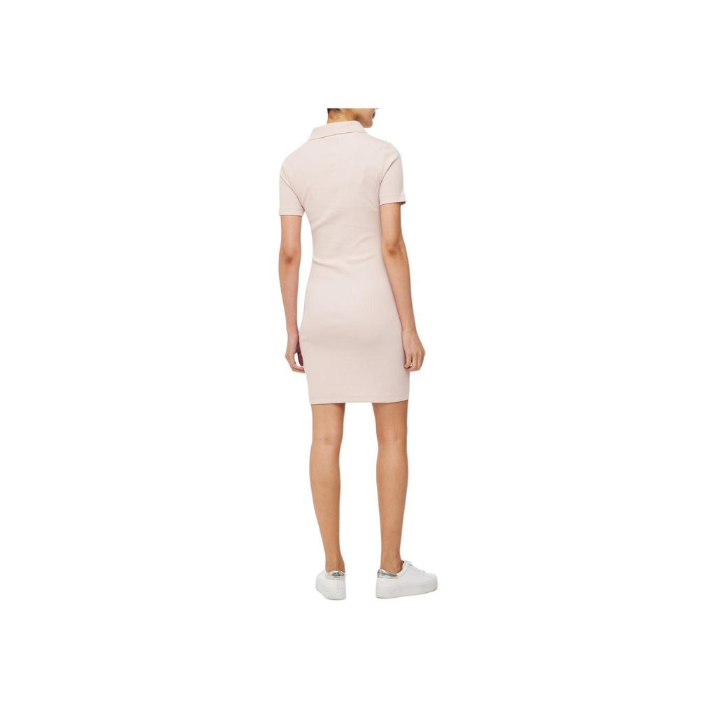 Calvin Klein Polo Neck Fitted Solid Color Short Sleeve Dress Women Dresses Pink J223724-TF6