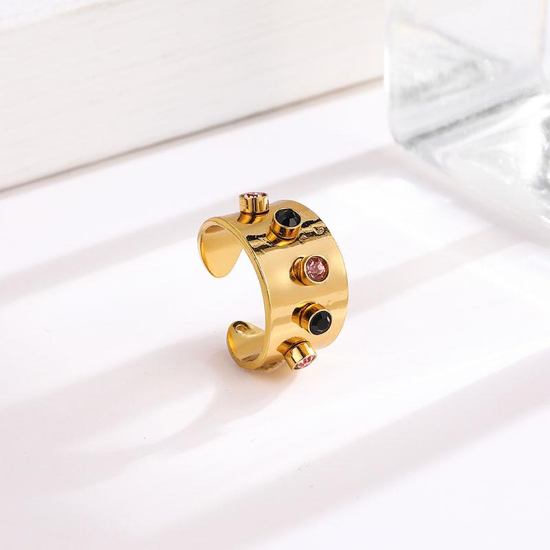 1Pcs Colorful zircon open ring for women, stainless steel ring, party gift