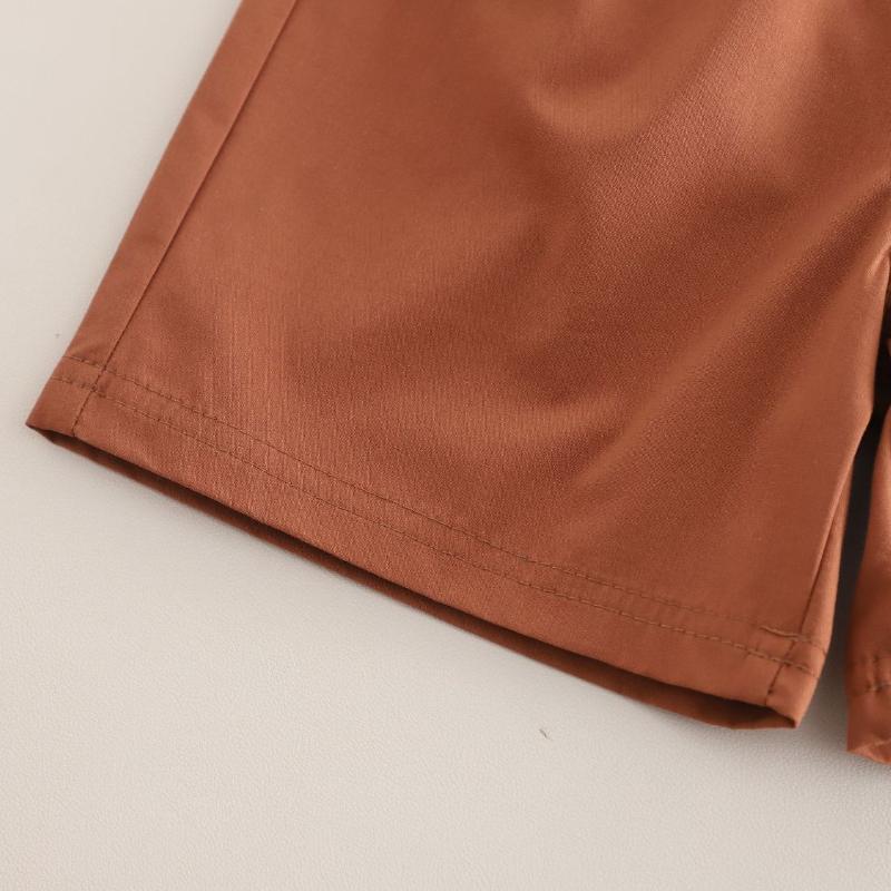 Boys' full printed letter pocket round neck short sleeved set, boys' casual two-piece set, summer thin design