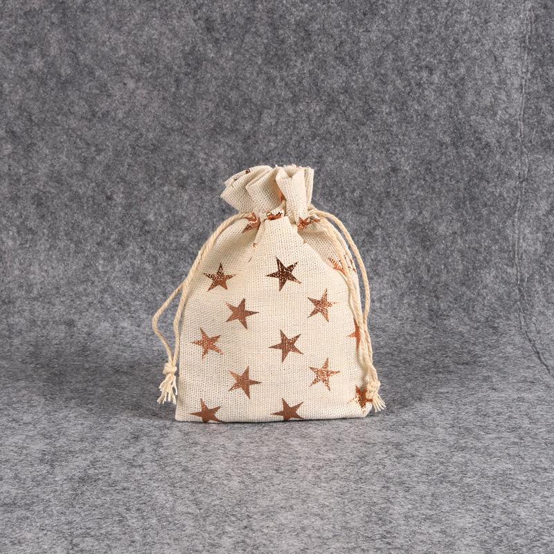 50 Pcs/lot Cotton Linen Pouches Festival Gift Drawstring Bag Bronzing Love Jewelry Organizer Travel Sundry Pockets Storage Bag 10x14cm