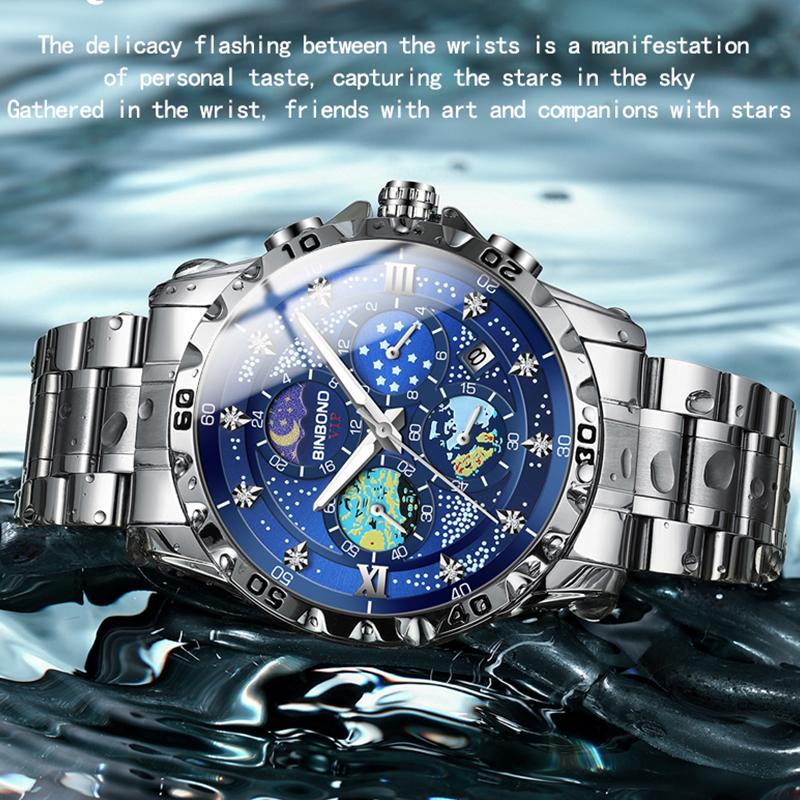 Fashion Starry Sky Van Gogh Men Quartz Watches Date Waterproof Luminous Small Three Pin Exquisite Men's Business Watches