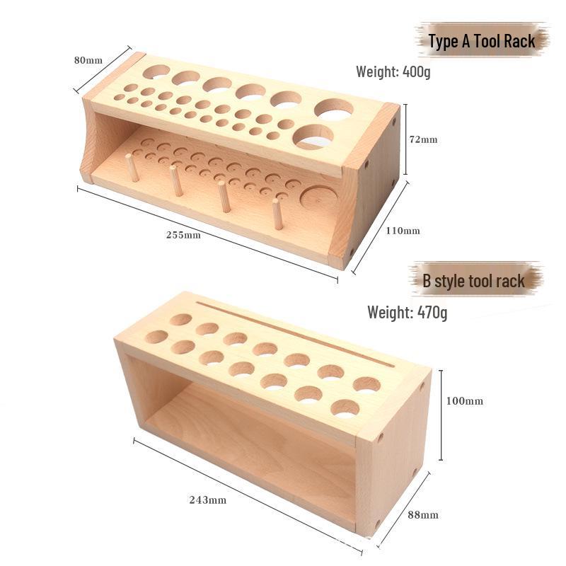 Buchenholz Mehrloch Werkzeughalter & Aufbewahrungsbox für Leder Nähwerkzeuge