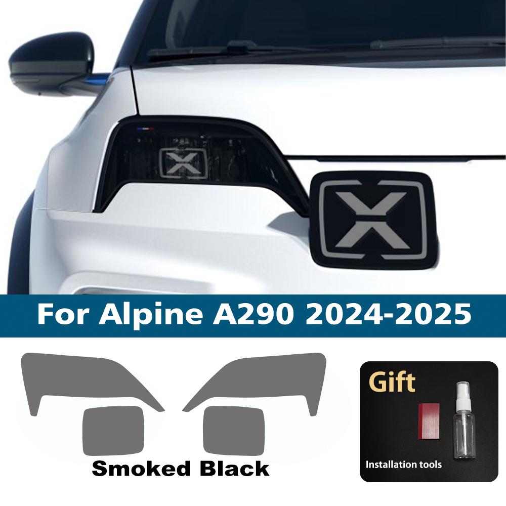 

For Alpine A290 110 High-Gloss Smoke Black Pre-Cut TPU Headlight Protection Film PPF Kit Anti-Scratch Vinyl Wrap Cover Kit For A290 24-25 SMK