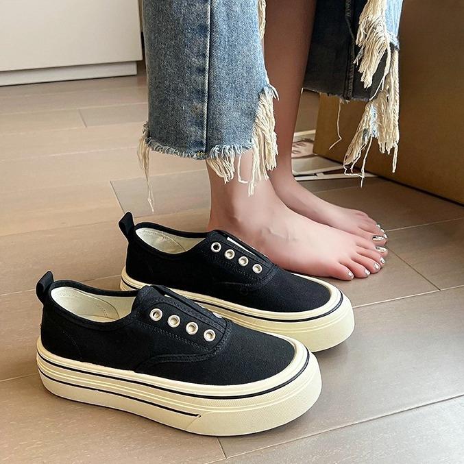 Scarpe da Ginnastica in Tela Retro con Suola Spessa Casual Traspiranti da Donna per Primavera e Autunno