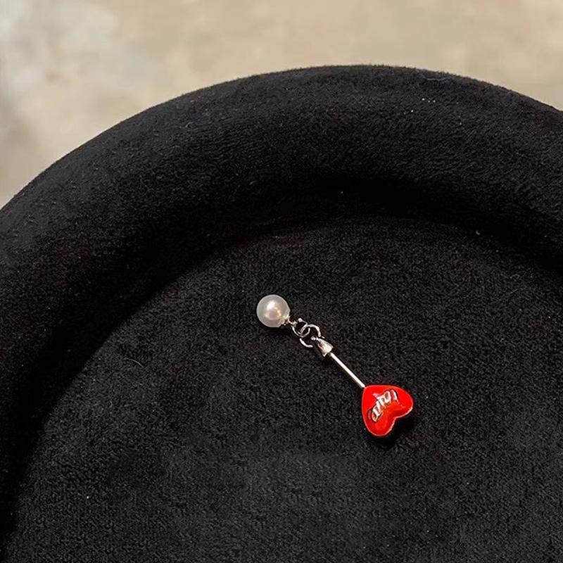 

1 шт. Корона Жемчуг Красное Сердце Спираль Гвоздик для Козелка Уха Серьги Y2K для Женщин Пирсинг Уха Ювелирный Подарок