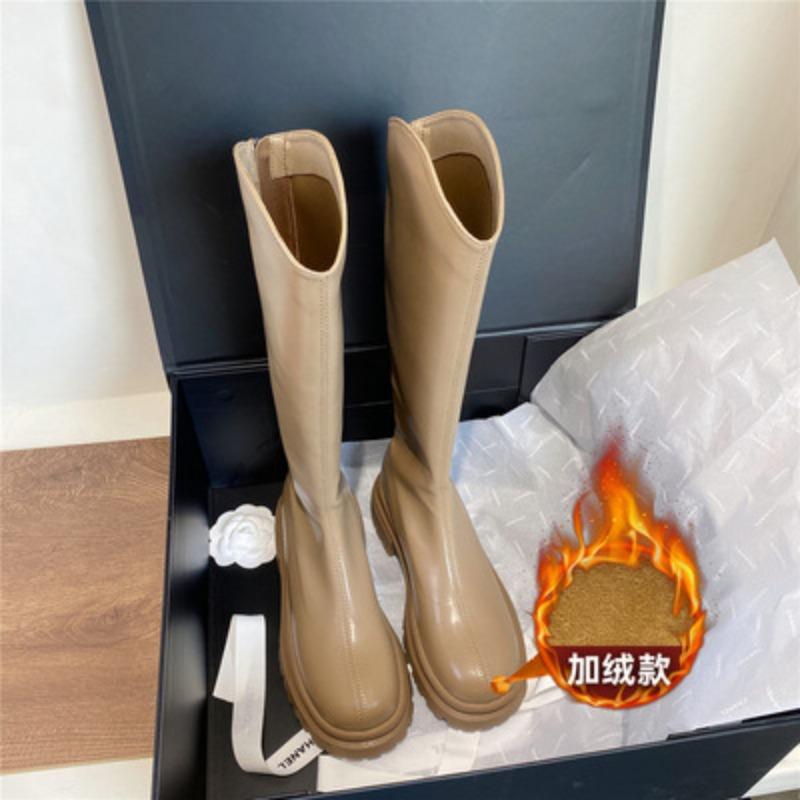 

Ботинки Женские Челси Белые Длинные Ботинки Новые Осенне-зимние На толстой подошве Ботинки Мартин Высокие Рыцарские Ботинки 40