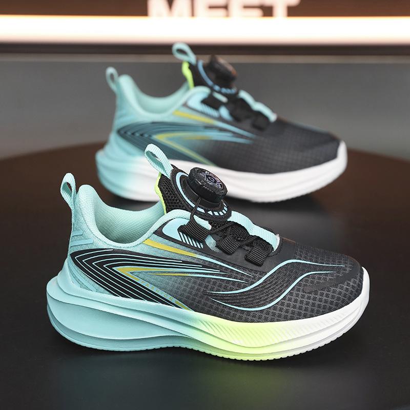 Children's sports shoes New mesh breathable boys' and students' running shoes Lightweight girls' school rotating buttons