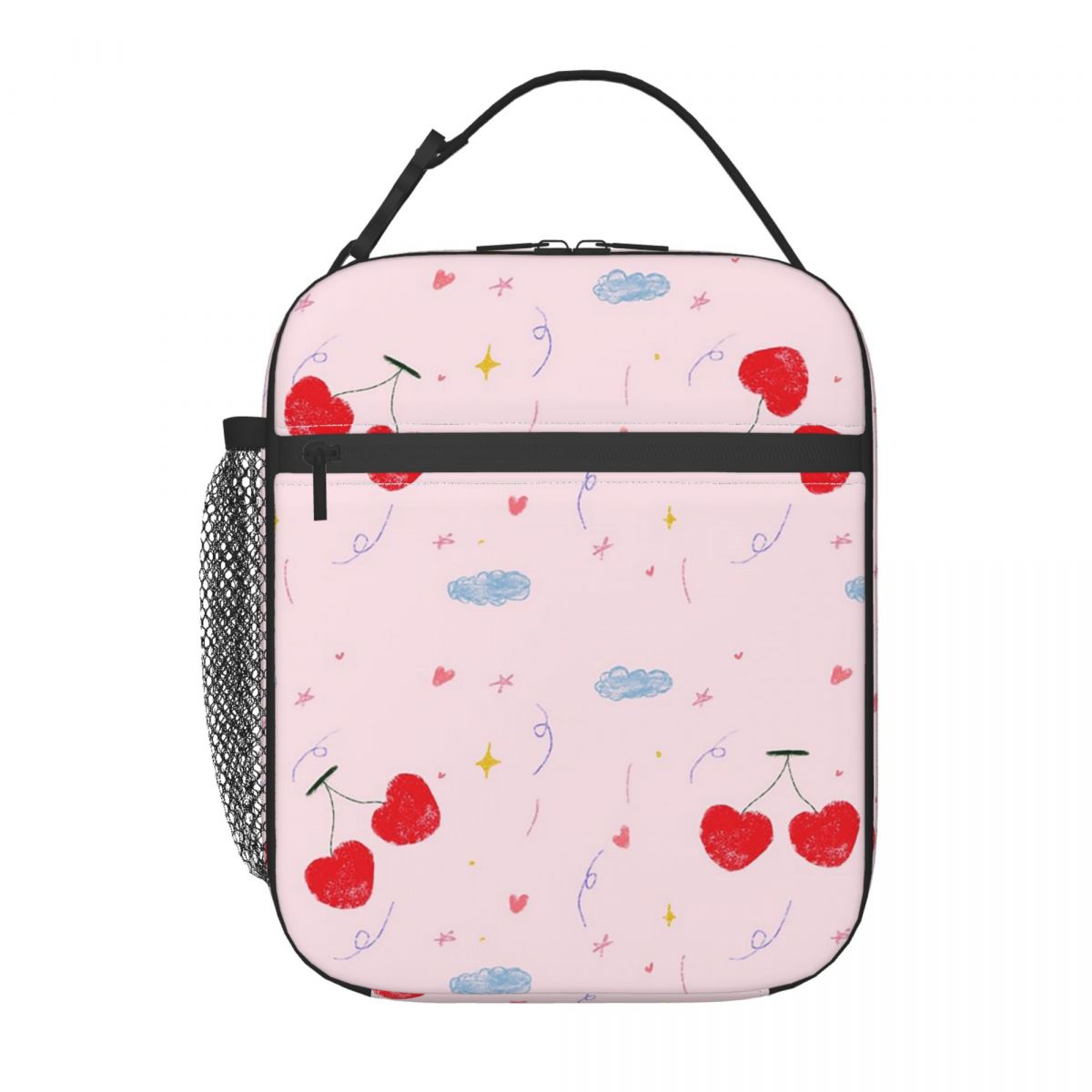 

Cheerful Red Cherry Pattern Insulated Lunch Bag for Women Children Portable Food Boxes Thermal Lunch Box Tote One Size