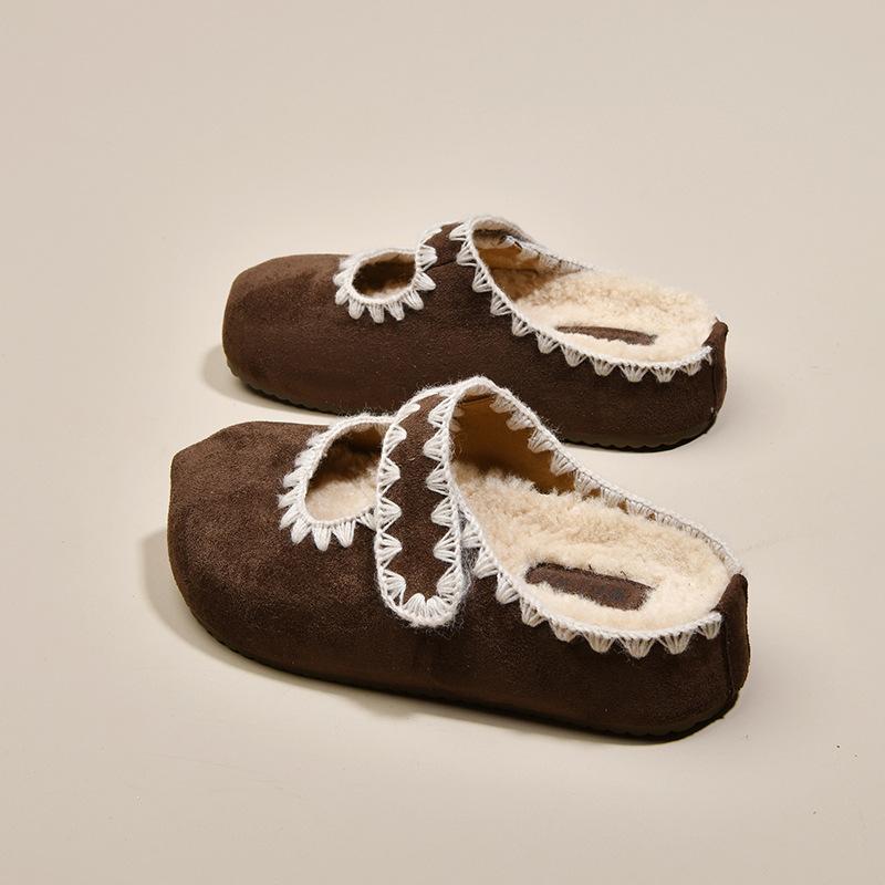 

Vintage fairy style bag head half slippers female outer wear 2025 autumn flat muller shoes with skirt Mary Jane tow 40 темно-коричневого