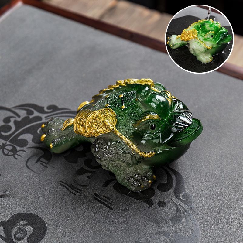 Golden Toad Color-Changing Tea Pet: Lucky Tea Set Ornament