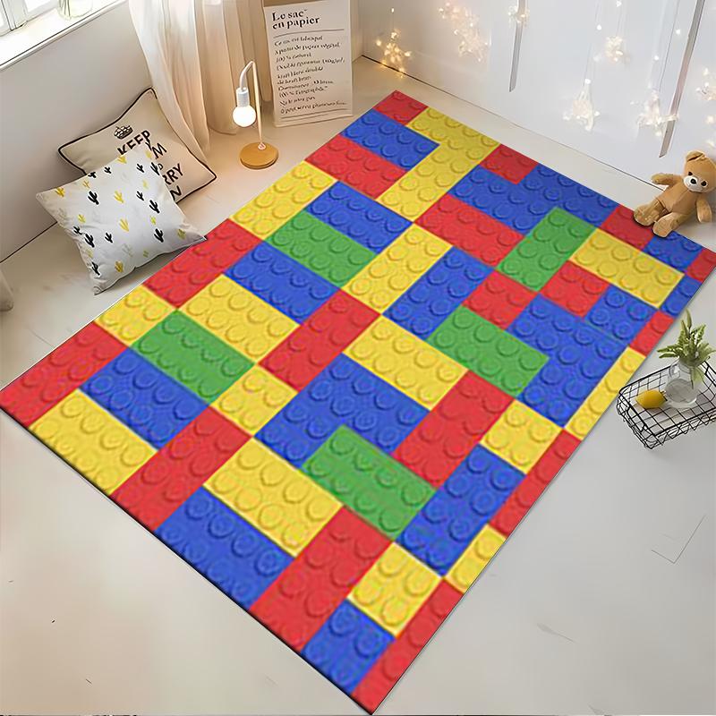 Colorful Building Block Pattern Carpet for Living Room Decor Soft Rug Suitable for Use As an Anti-slip for Living Room Bedroom Sofas