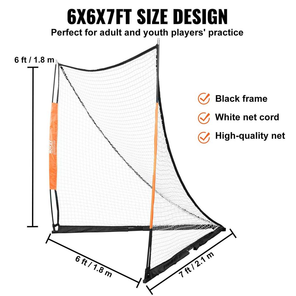 Lacrosse Goal, 6' X 6' Lacrosse Net, Portable Lacrosse Goal with Carry Bag, Fiberglass Rod Backyard Lacrosse Training Equipment, Easy Setup Collegiate