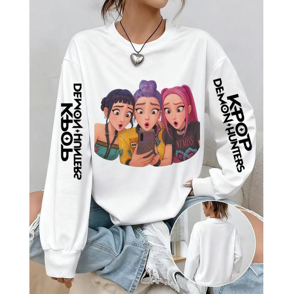 Kpop Охотник на демонов K Pop Huntrix Kpop Харадзюку Однотонные худи Мода Мужские/Женские Худи с длинным рукавом Уличная одежда Толстовка S