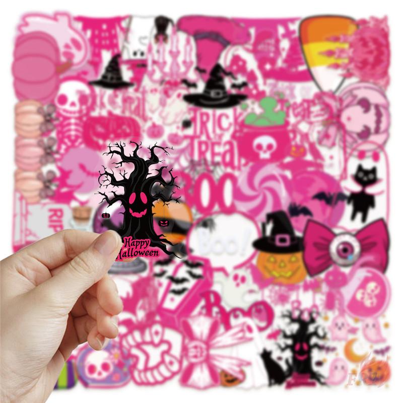 50Pcs/Set Pink Halloween PET Stickers Waterproof DIY Fashion Doodle Decals Stickers